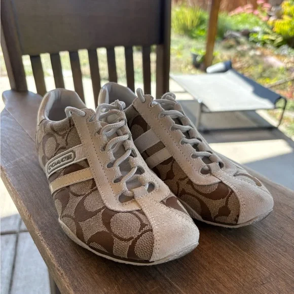 Coach Tan and Cream Patterned Sneakers - Picture 3 of 6